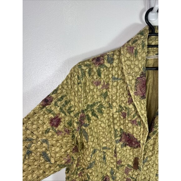 Soft Surroundings Women's Plus 2X Embroidered Single Toggle Jacket Gold Floral - Picture 4 of 14